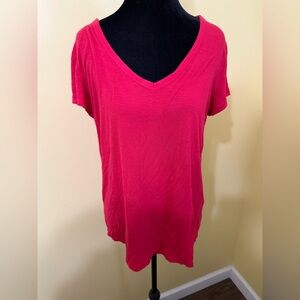 Red V-Neck Short Sleeve Tee